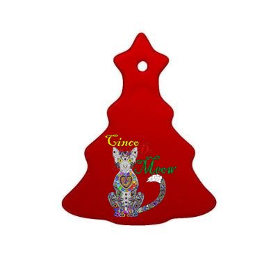 Cinco De Meow Funny Mexican Cat Ceramic Tree Ornament