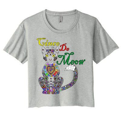 Cinco De Meow Funny Mexican Cat Women's Crop Top Tee