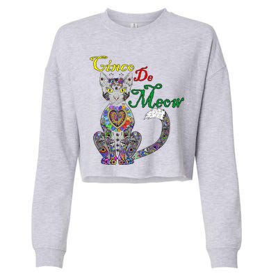 Cinco De Meow Funny Mexican Cat Cropped Pullover Crew