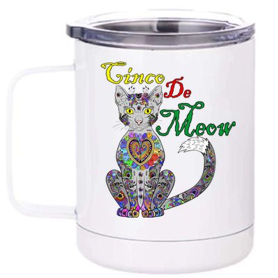 Cinco De Meow Funny Mexican Cat 12 oz Stainless Steel Tumbler Cup