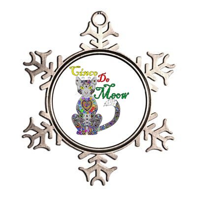 Cinco De Meow Funny Mexican Cat Metallic Star Ornament