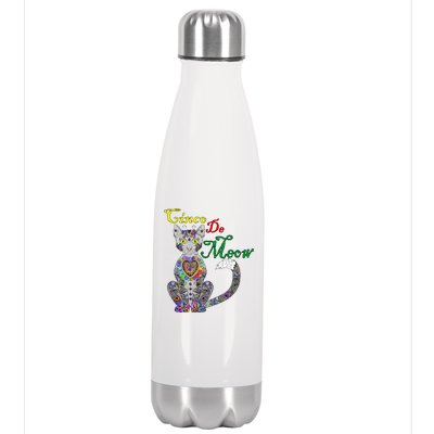 Cinco De Meow Funny Mexican Cat Stainless Steel Insulated Water Bottle