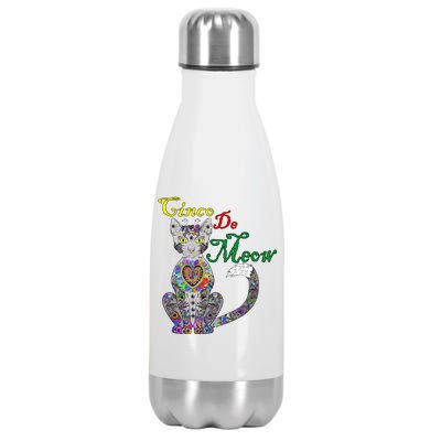 Cinco De Meow Funny Mexican Cat Stainless Steel Insulated Water Bottle