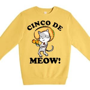 Cinco De Meow! Mayo Funny Mexican Cat Premium Crewneck Sweatshirt