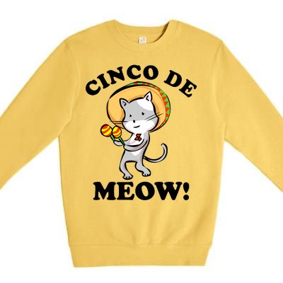 Cinco De Meow! Mayo Funny Mexican Cat Premium Crewneck Sweatshirt