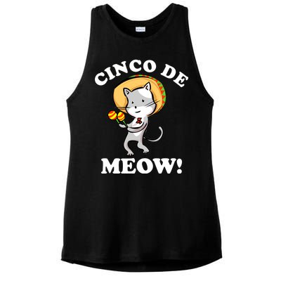 Cinco De Meow! Mayo Funny Mexican Cat Ladies PosiCharge Tri-Blend Wicking Tank