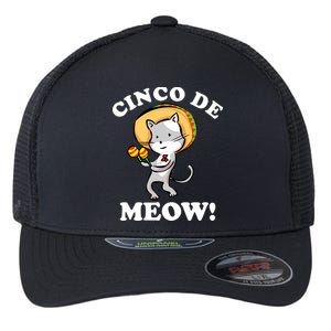 Cinco De Meow! Mayo Funny Mexican Cat Flexfit Unipanel Trucker Cap