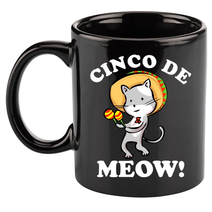 Cinco De Meow! Mayo Funny Mexican Cat 11oz C Handle Ceramic Mug