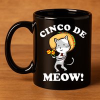 Cinco De Meow! Mayo Funny Mexican Cat 11oz C Handle Ceramic Mug