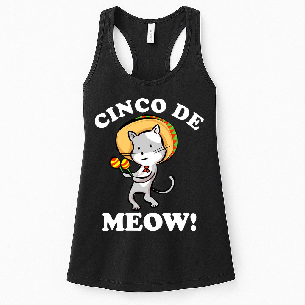 Cinco De Meow! Mayo Funny Mexican Cat Womens Tank Top
