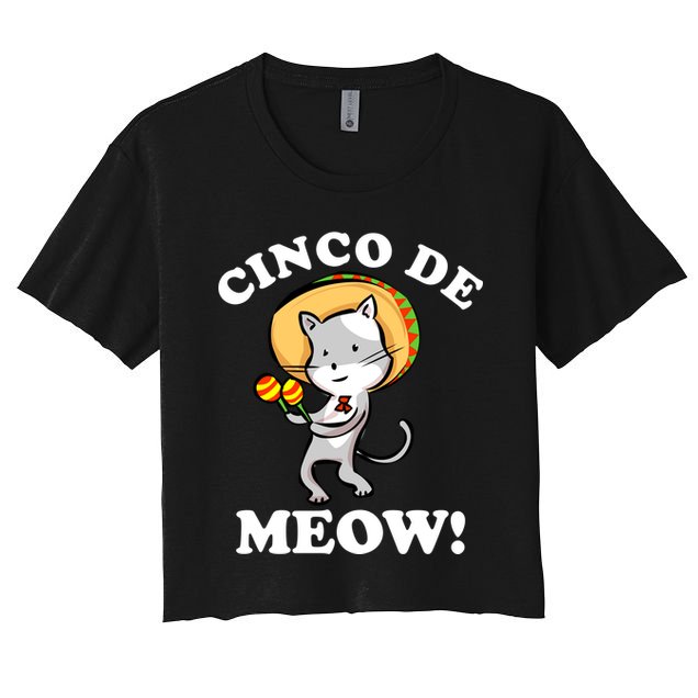 Cinco De Meow! Mayo Funny Mexican Cat Crop Top