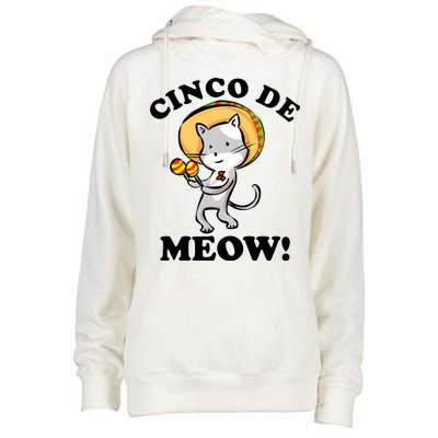 Cinco De Meow! Mayo Funny Mexican Cat Womens Funnel Neck Pullover Hood