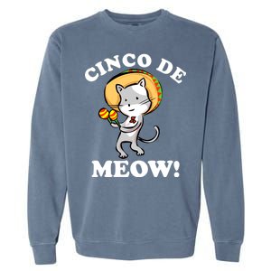 Cinco De Meow! Mayo Funny Mexican Cat Garment-Dyed Sweatshirt