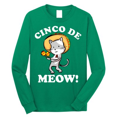 Cinco De Meow! Mayo Funny Mexican Cat Long Sleeve Shirt