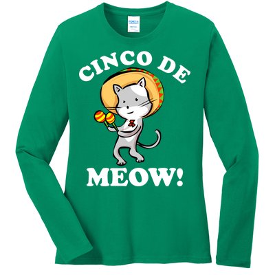 Cinco De Meow! Mayo Funny Mexican Cat Ladies Long Sleeve Shirt