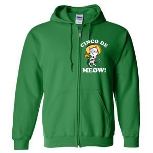 Cinco De Meow! Mayo Funny Mexican Cat Full Zip Hoodie