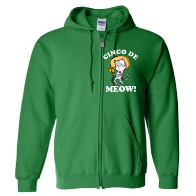 Cinco De Meow! Mayo Funny Mexican Cat Full Zip Hoodie