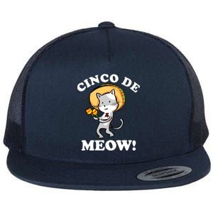 Cinco De Meow! Mayo Funny Mexican Cat Flat Bill Trucker Hat