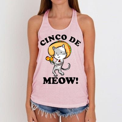 Cinco De Meow! Mayo Funny Mexican Cat Women's Knotted Racerback Tank