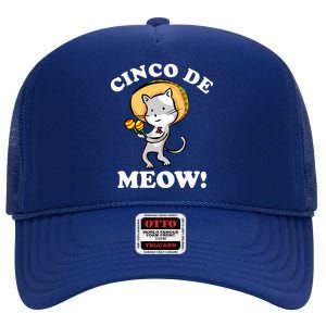 Cinco De Meow! Mayo Funny Mexican Cat High Crown Mesh Back Trucker Hat