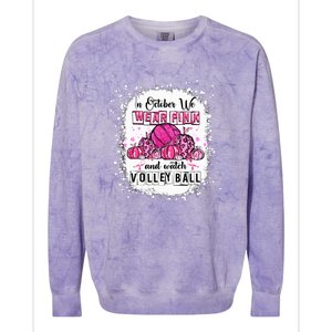 Cute In October We Wear Pink Volleyball Breast Cancer Awareness Gift Colorblast Crewneck Sweatshirt