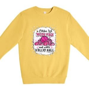 Cute In October We Wear Pink Volleyball Breast Cancer Awareness Gift Premium Crewneck Sweatshirt