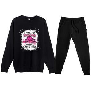 Cute In October We Wear Pink Volleyball Breast Cancer Awareness Gift Premium Crewneck Sweatsuit Set