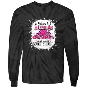 Cute In October We Wear Pink Volleyball Breast Cancer Awareness Gift Tie-Dye Long Sleeve Shirt