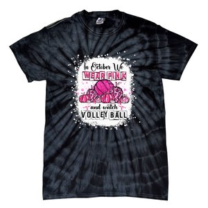 Cute In October We Wear Pink Volleyball Breast Cancer Awareness Gift Tie-Dye T-Shirt