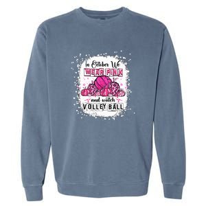 Cute In October We Wear Pink Volleyball Breast Cancer Awareness Gift Garment-Dyed Sweatshirt