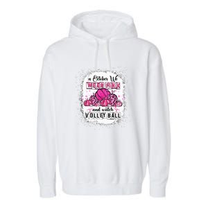 Cute In October We Wear Pink Volleyball Breast Cancer Awareness Gift Garment-Dyed Fleece Hoodie