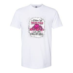 Cute In October We Wear Pink Volleyball Breast Cancer Awareness Gift Softstyle CVC T-Shirt