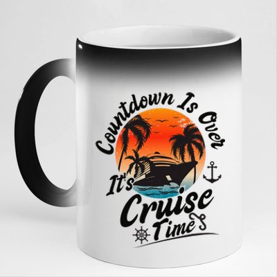 Countdown Is Over ItS Cruise Time Family Cruising Couples 11oz Black Color Changing Mug