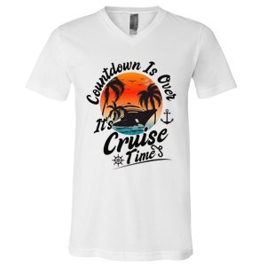 Countdown Is Over ItS Cruise Time Family Cruising Couples V-Neck T-Shirt