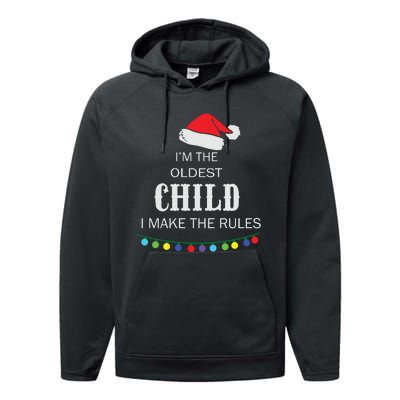 Christmas I'm Oldest Child I Make The Rules Christmas Lights Xmas Performance Fleece Hoodie