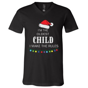 Christmas I'm Oldest Child I Make The Rules Christmas Lights Xmas V-Neck T-Shirt