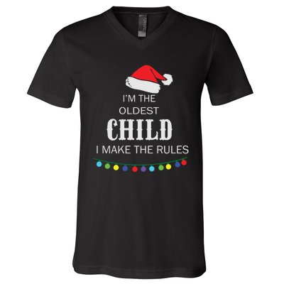 Christmas I'm Oldest Child I Make The Rules Christmas Lights Xmas V-Neck T-Shirt