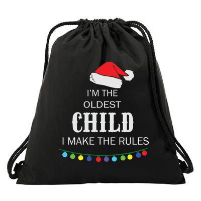 Christmas I'm Oldest Child I Make The Rules Christmas Lights Xmas Drawstring Bag