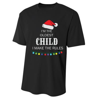 Christmas I'm Oldest Child I Make The Rules Christmas Lights Xmas Performance Sprint T-Shirt