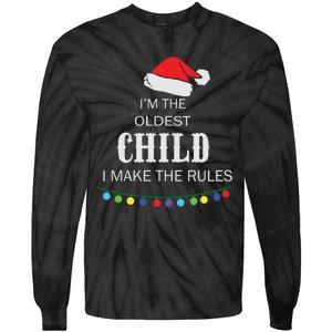 Christmas I'm Oldest Child I Make The Rules Christmas Lights Xmas Tie-Dye Long Sleeve Shirt