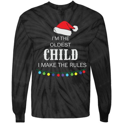 Christmas I'm Oldest Child I Make The Rules Christmas Lights Xmas Tie-Dye Long Sleeve Shirt