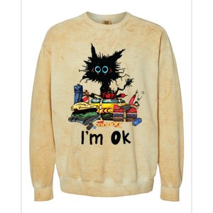 Cats Im Ok Funny Quilting Love Cats Colorblast Crewneck Sweatshirt