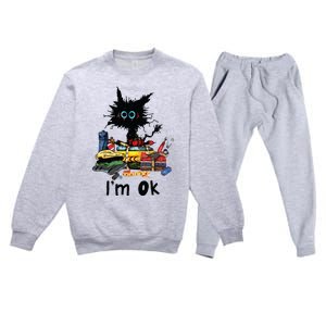 Cats Im Ok Funny Quilting Love Cats Premium Crewneck Sweatsuit Set