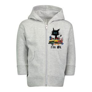 Cats Im Ok Funny Quilting Love Cats Toddler Zip Fleece Hoodie