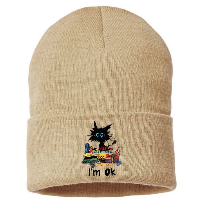 Cats Im Ok Funny Quilting Love Cats Sustainable Knit Beanie