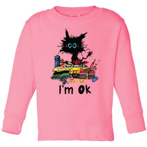 Cats Im Ok Funny Quilting Love Cats Toddler Long Sleeve Shirt