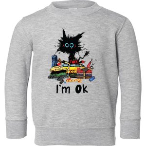 Cats Im Ok Funny Quilting Love Cats Toddler Sweatshirt