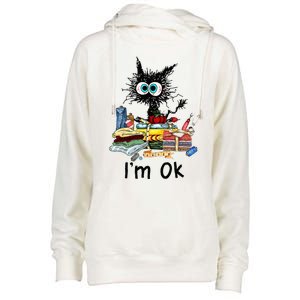 Cats Im Ok Funny Quilting Love Cats Womens Funnel Neck Pullover Hood