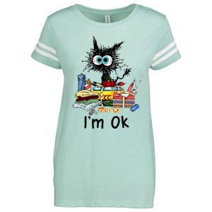 Cats Im Ok Funny Quilting Love Cats Enza Ladies Jersey Football T-Shirt