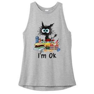 Cats Im Ok Funny Quilting Love Cats Ladies PosiCharge Tri-Blend Wicking Tank